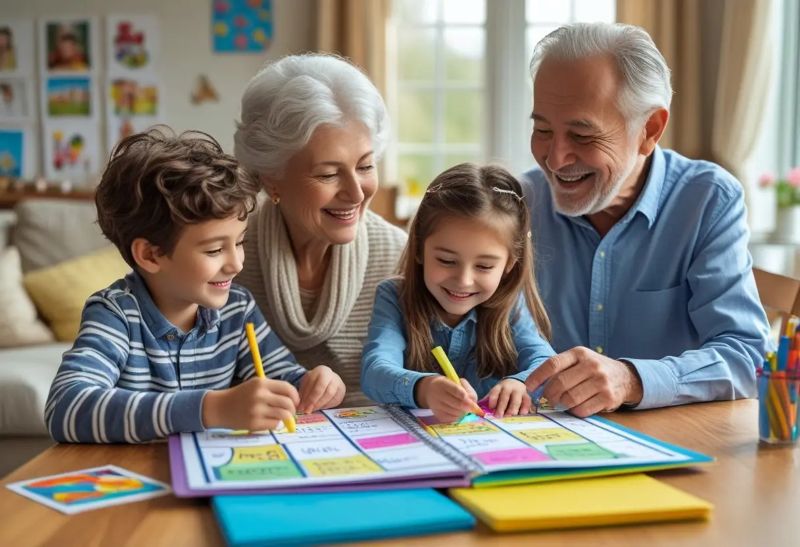 Grandparents helping with kids routines
