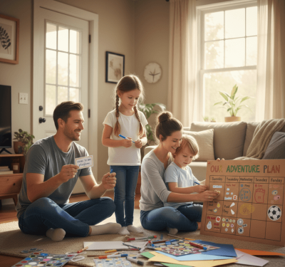 Parents building kids' routine